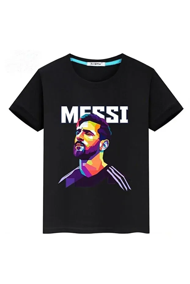 Детская футболка с принтом Style-X Lionel Messi Printed Cycling Neck Kids And Youth Tshirt Magors, Black-2