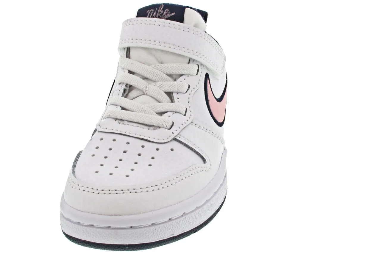 Детские кроссовки для мальчиков кожаные NIKE Court Borough Low 2 Se NIKE, White Pink Blue — фото 4