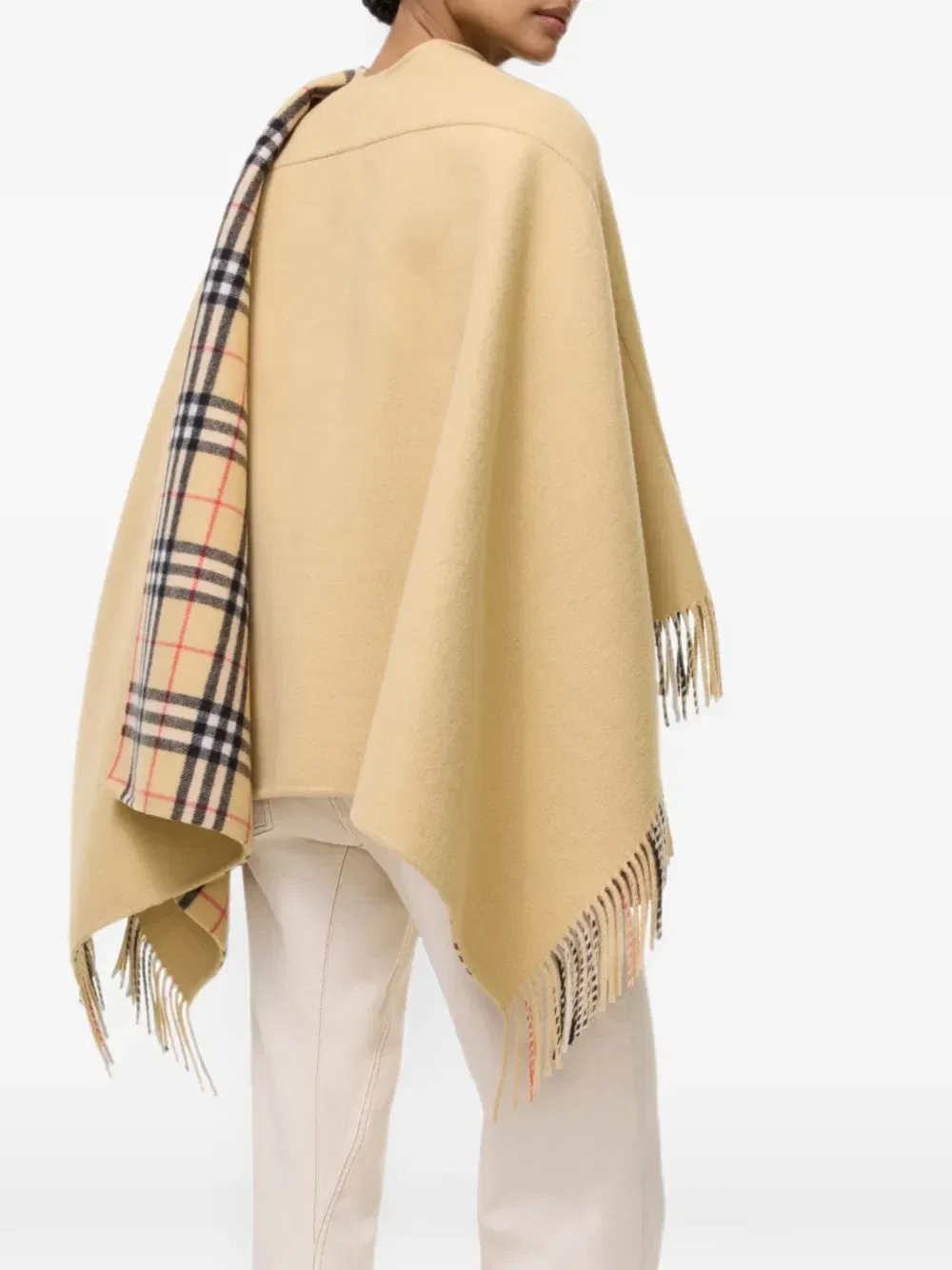 Шерстяная накидка Burberry, бежевый — фото 3