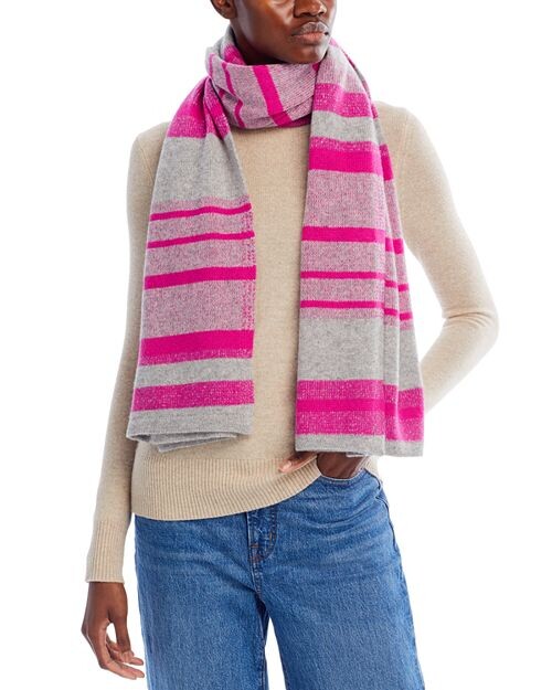 

Роскошная вязаная накидка в полоску — C by Bloomingdale's Cashmere, цвет Pink