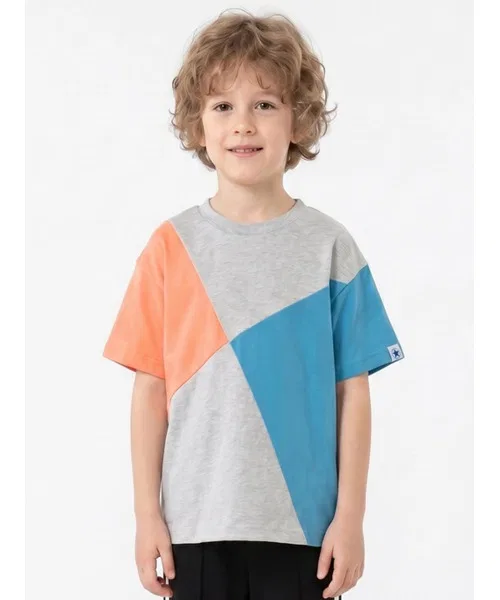 Детская футболка с длинным рукавомс контрастной отделкой hakka kids, Heather Gray
