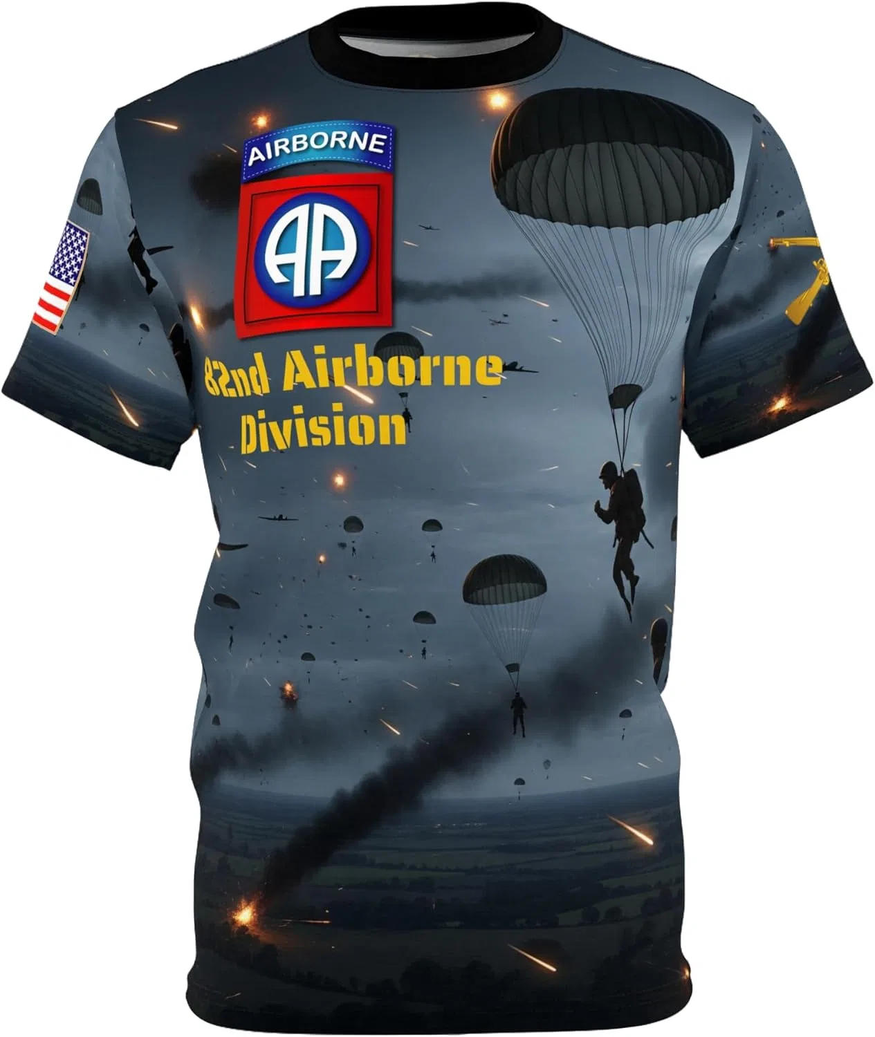 Женская футболка с дизайном 82nd Airborne Division, Black Stitching