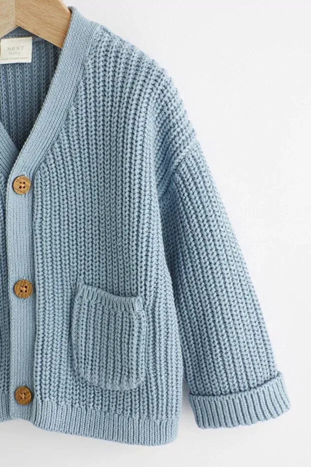 Детский вязаное кардиган с V-образным вырезом Next Baby, Blue — фото 3