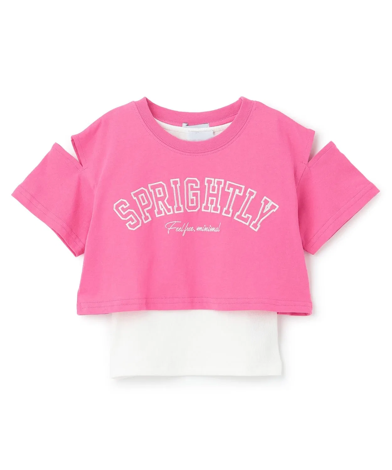 Детская футболка с открытыми плечами и майкой в комплекте, модель Cherry Pink, minimal, Cherry Pink