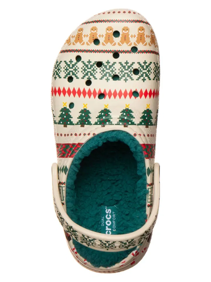 Сабо утепленные Lined Fair Isle Crocs, бежевый — фото 4