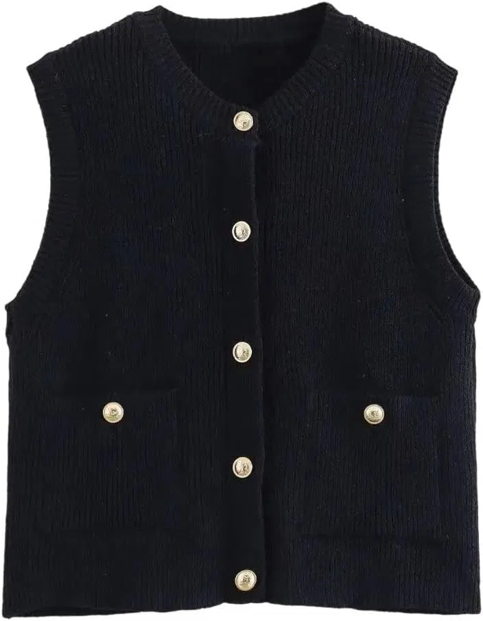 Женский вязаный жилет без рукавов, Middle Gray Vest