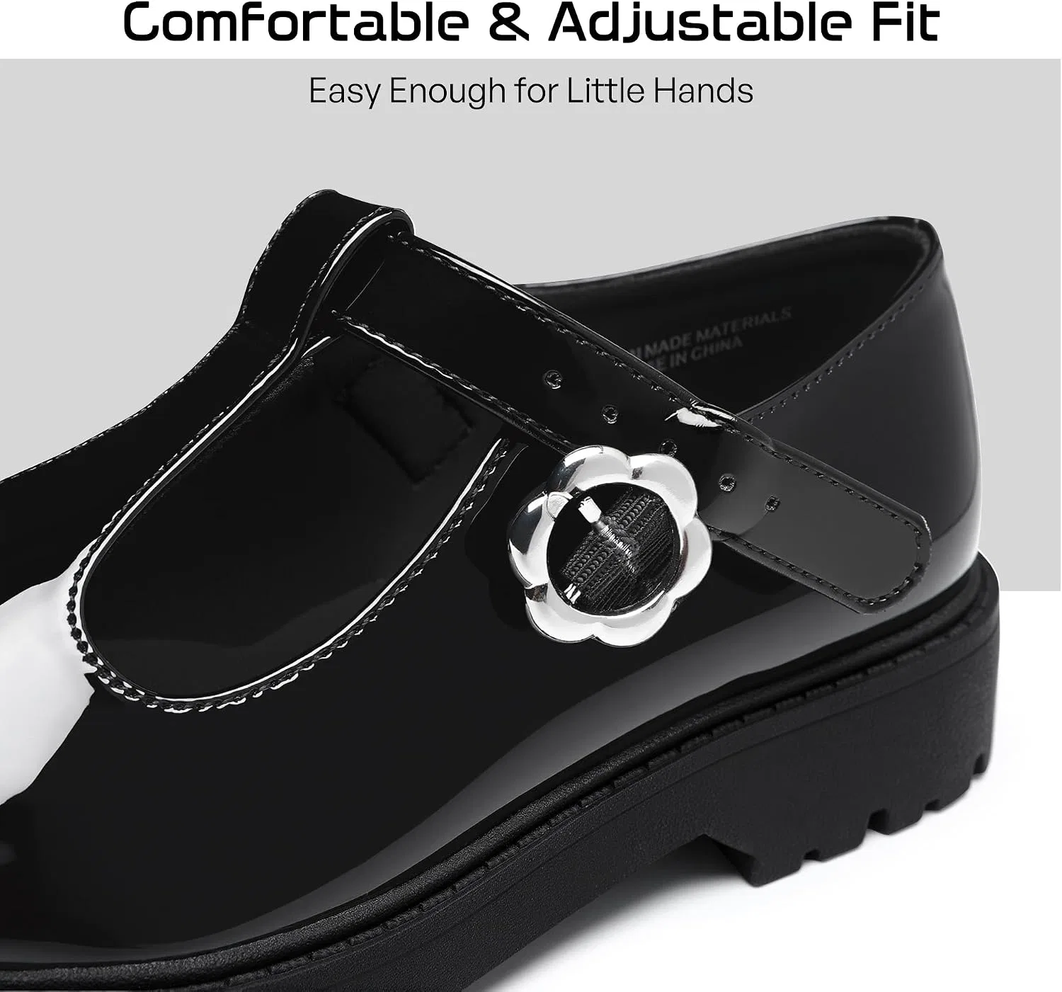 Детские туфли для девочек на платформе Mary Janes MIXIN, Black — фото 4