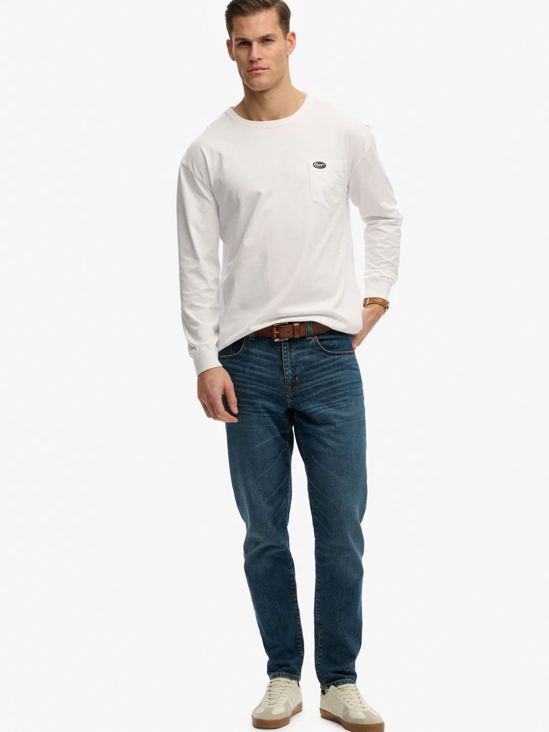 Футболка с длинным рукавом, свободная Superdry, белая — фото 4
