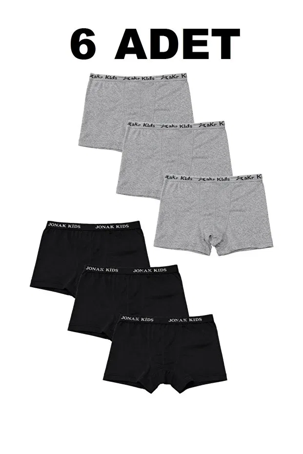 Детские боксеры для мальчиков хлопковые комплект 6 шт Erdenay Tekstil, Black - Gray