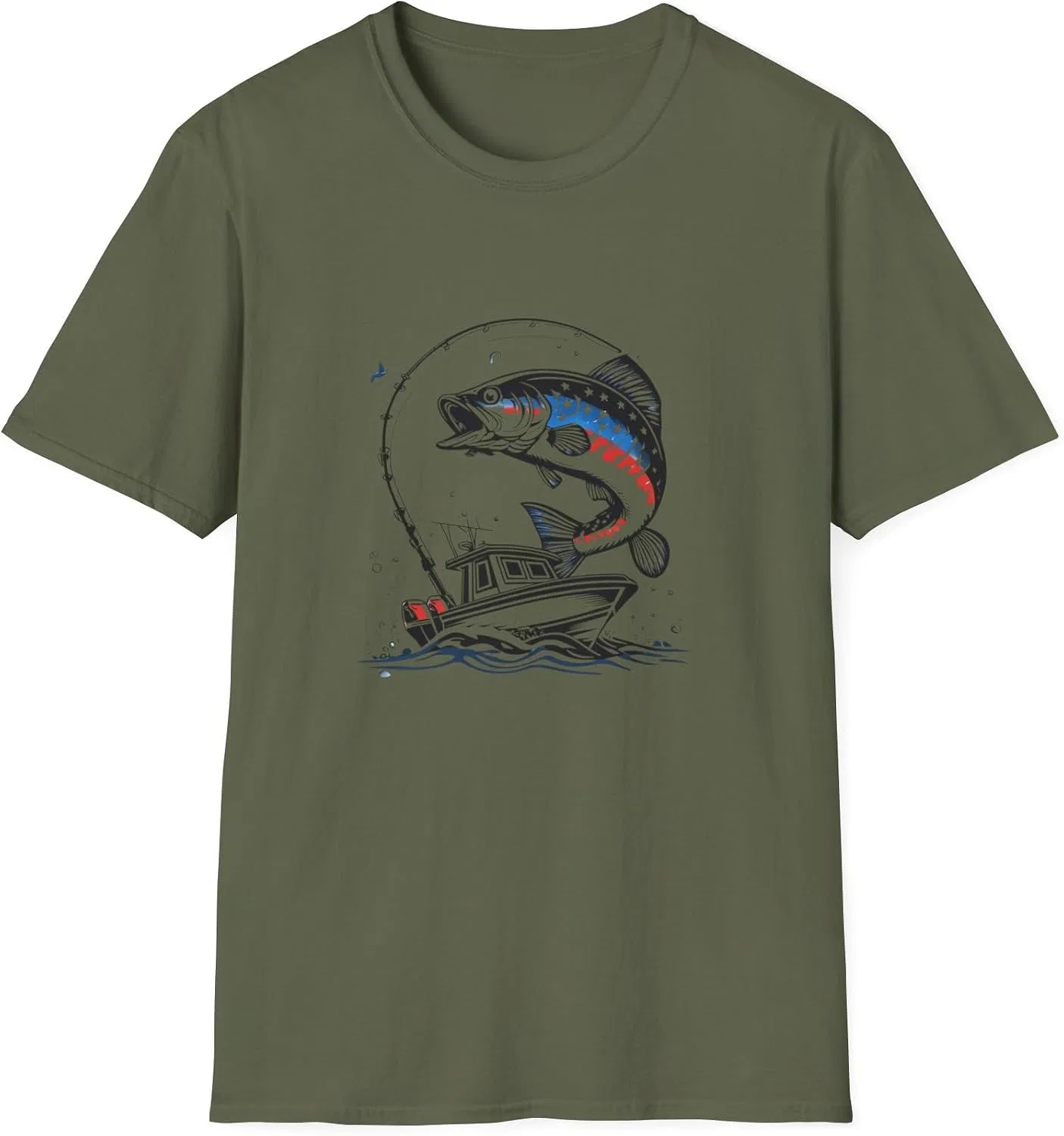 Женская футболка с рыбалкой Fishing Adventure, Military Green