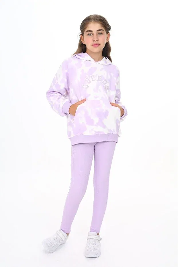 Детский комплект для девочек с принтом тай-дай Tie-Dye Patterned Tights Set Toontoy, Lilac — фото 4