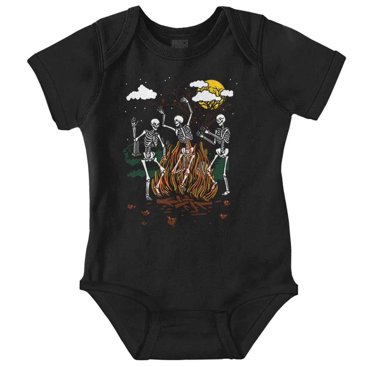 Детское боди для девочек и мальчиков с принтом Halloween Campfire Dancing Skeletons Brisco Brands, Black
