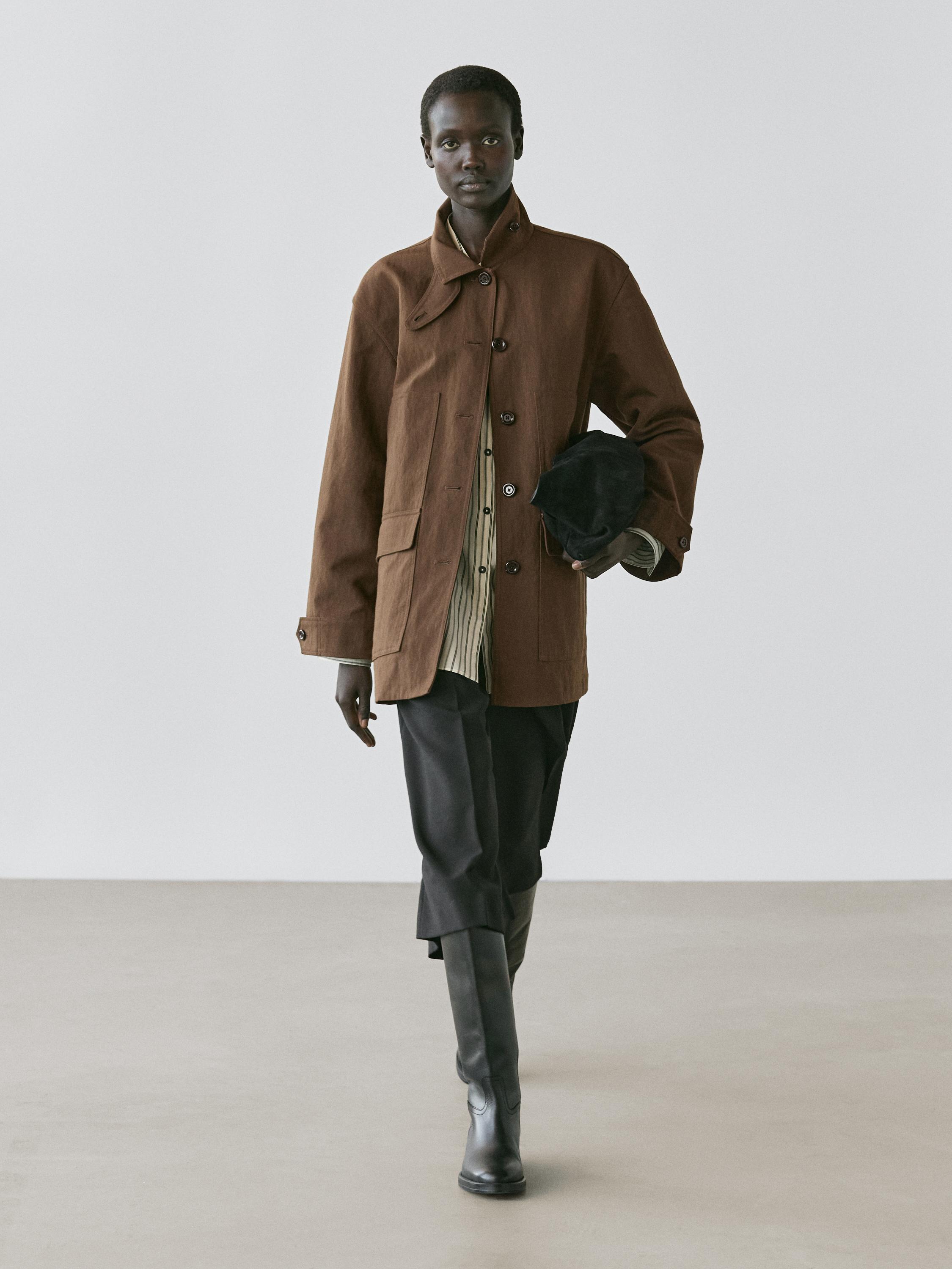 

Куртка из хлопковой смеси с карманами Massimo Dutti, brown