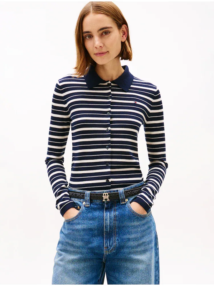 Кардиган поло с мульти-полоской TOMMY HILFIGER, Navy