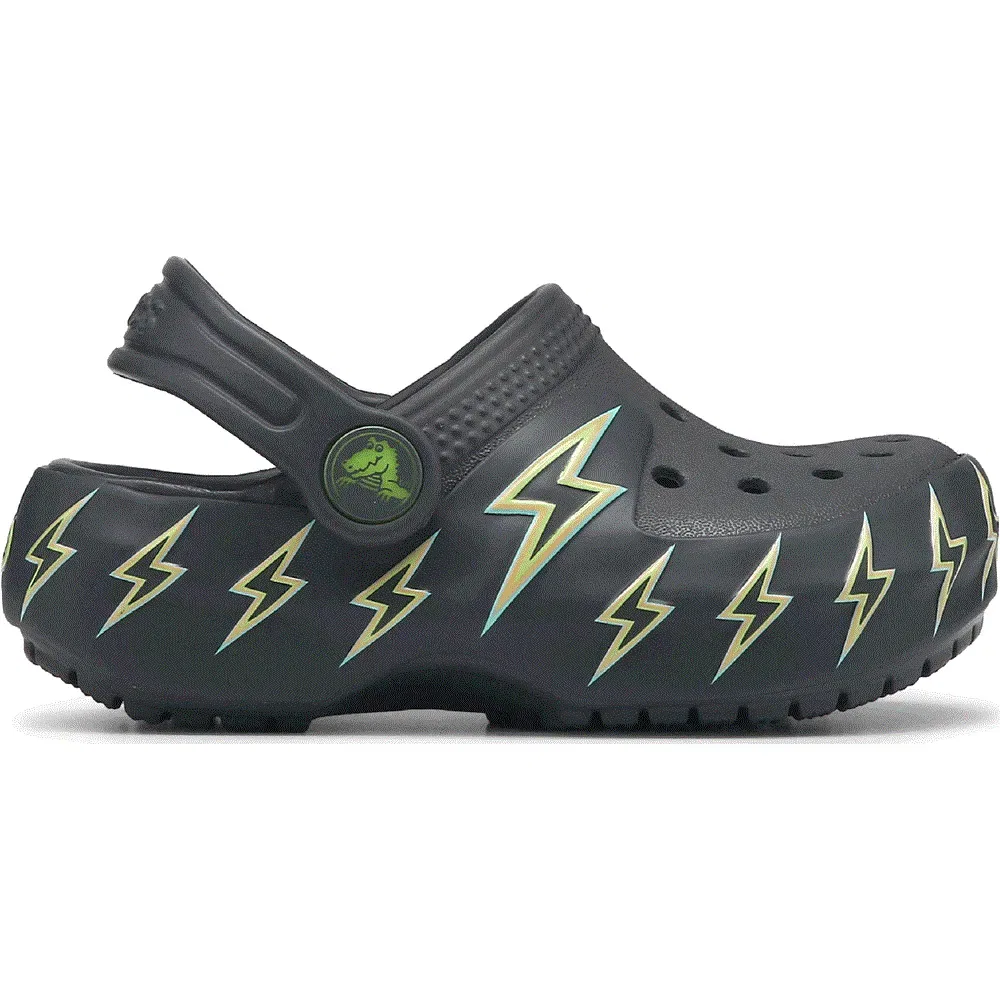 Детские классические светящиеся сабо с графическим рисунком для малышей Crocs, Carbon Grey — фото 2