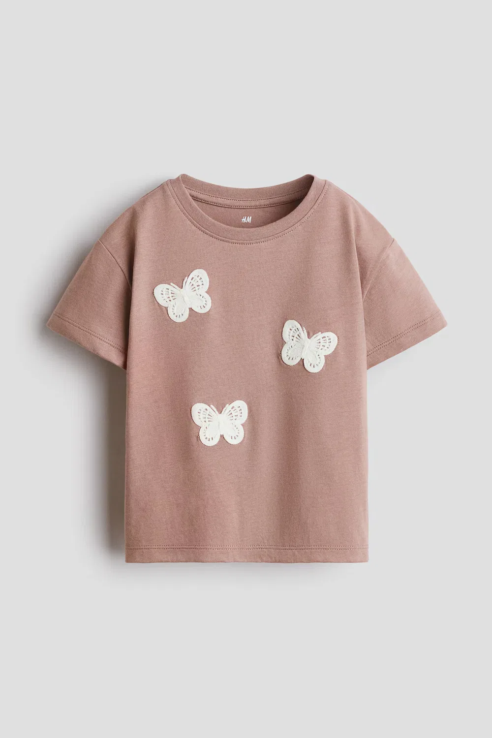 Футболка H&M, Mattgraubraun/Schmetterlinge — фото 4