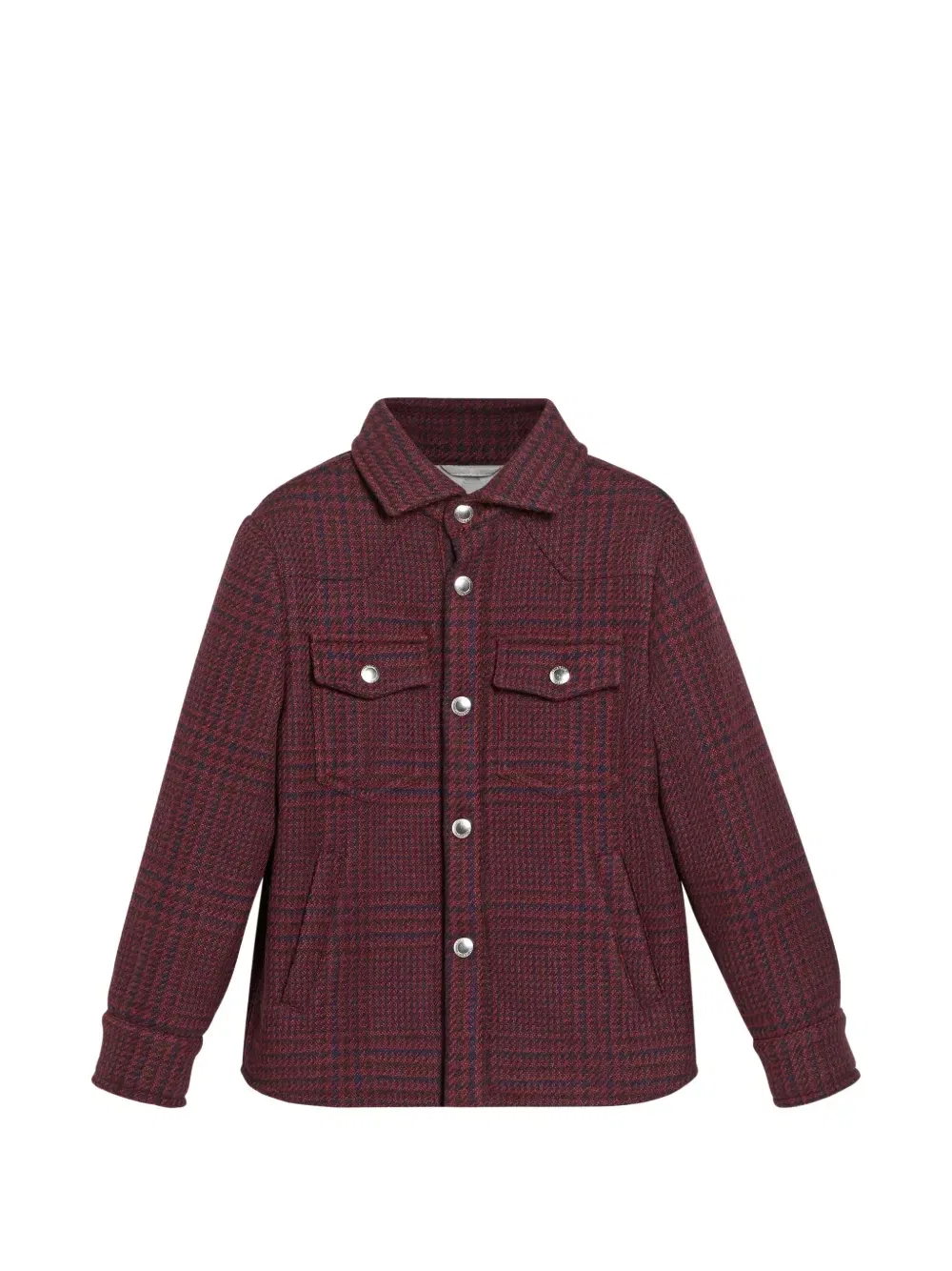 Кашемировая куртка-рубашка в клетку Prince of Wales Brunello Cucinelli Kids, красный
