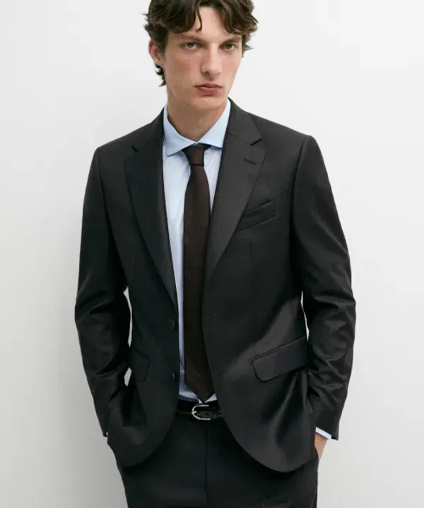 Костюмный блейзер из шерсти кул, Massimo Dutti