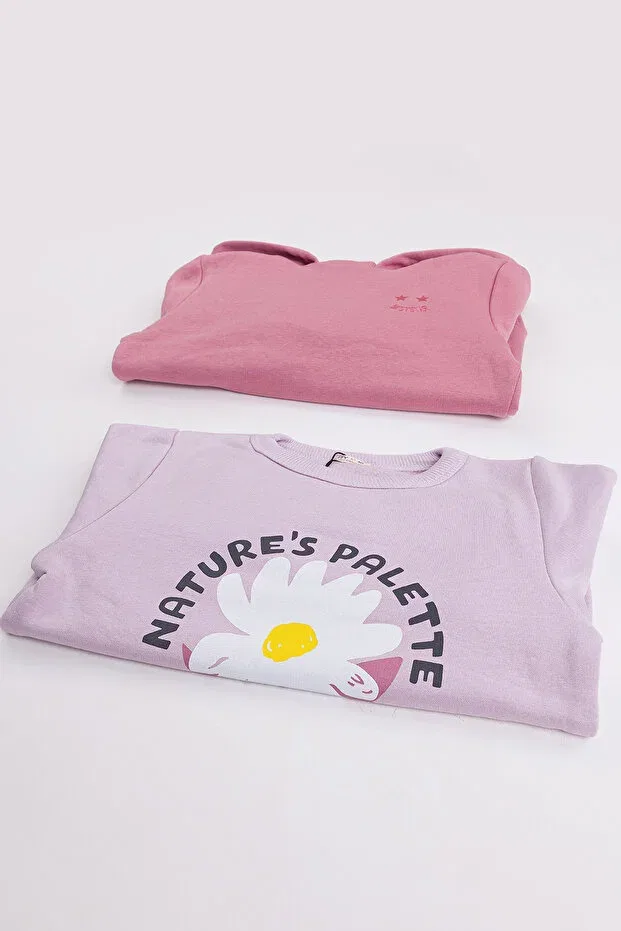 Детский комплект свитшотов для девочек 2-pack Basic Harika Kids, Lilac — фото 2