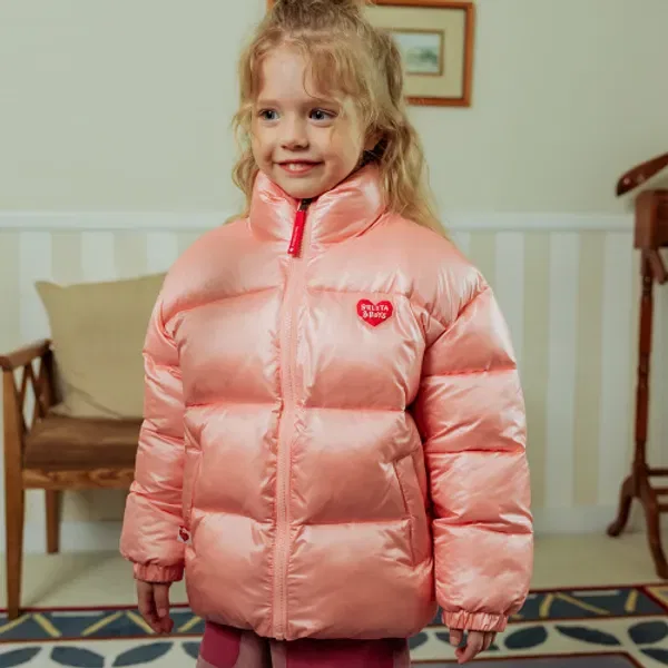 Пуховик детский с сердечками, Bb Heart Basic, Belita&Boys, розовый — фото 2