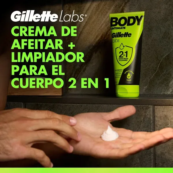 Крем для бритья и очищающий гель для тела GilletteLabs Body + Intimate Labs Body Crema 2 En 1, 177 мл — фото 3