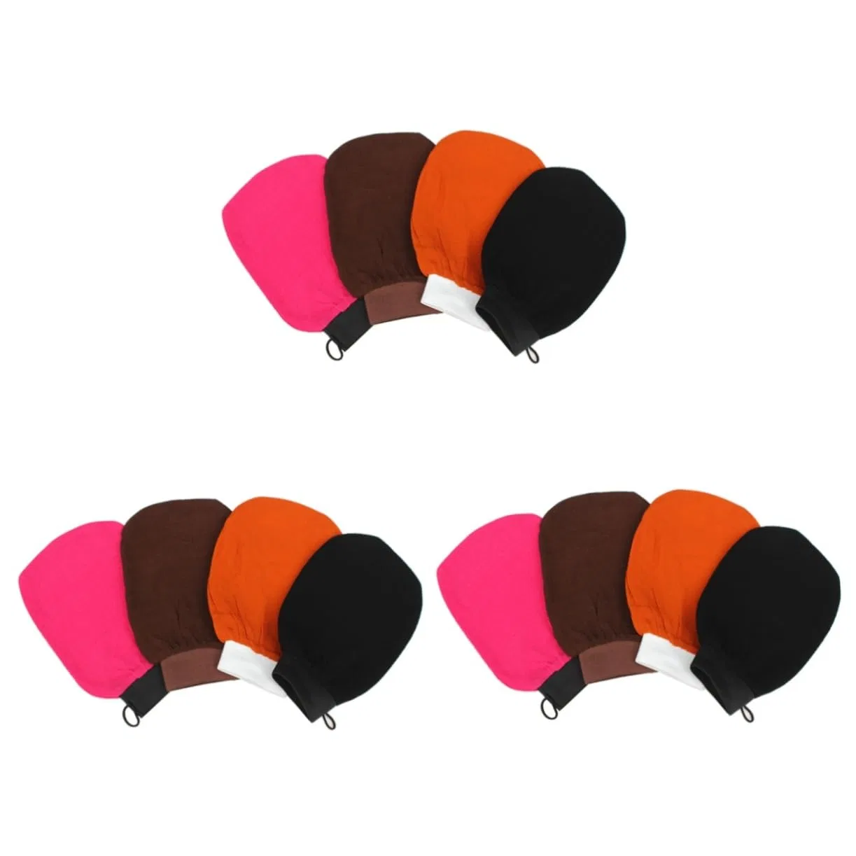 Мочалка для ванны 12 шт, FRCOLOR, набор, 22x15x0.5 см, Черный+Оранжевый+Кофе+Розовый Красный