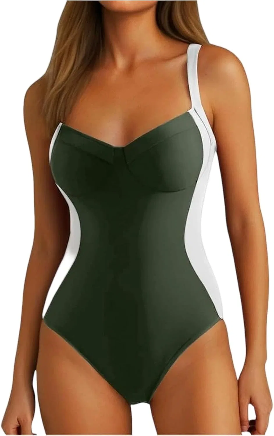 Женский слитный купальник с высокой талией Athletic, Green