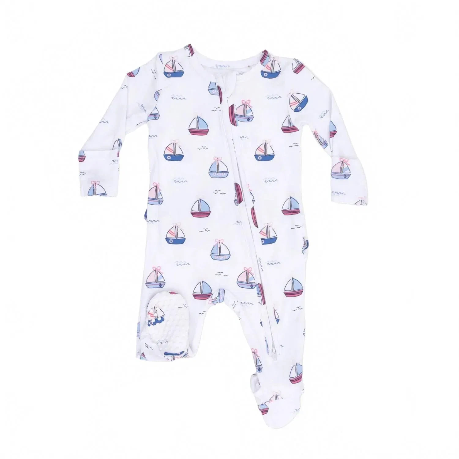 Детский комбинезон-слип с принтом Bubbly Sailboats Angel Dear, White Bamboo
