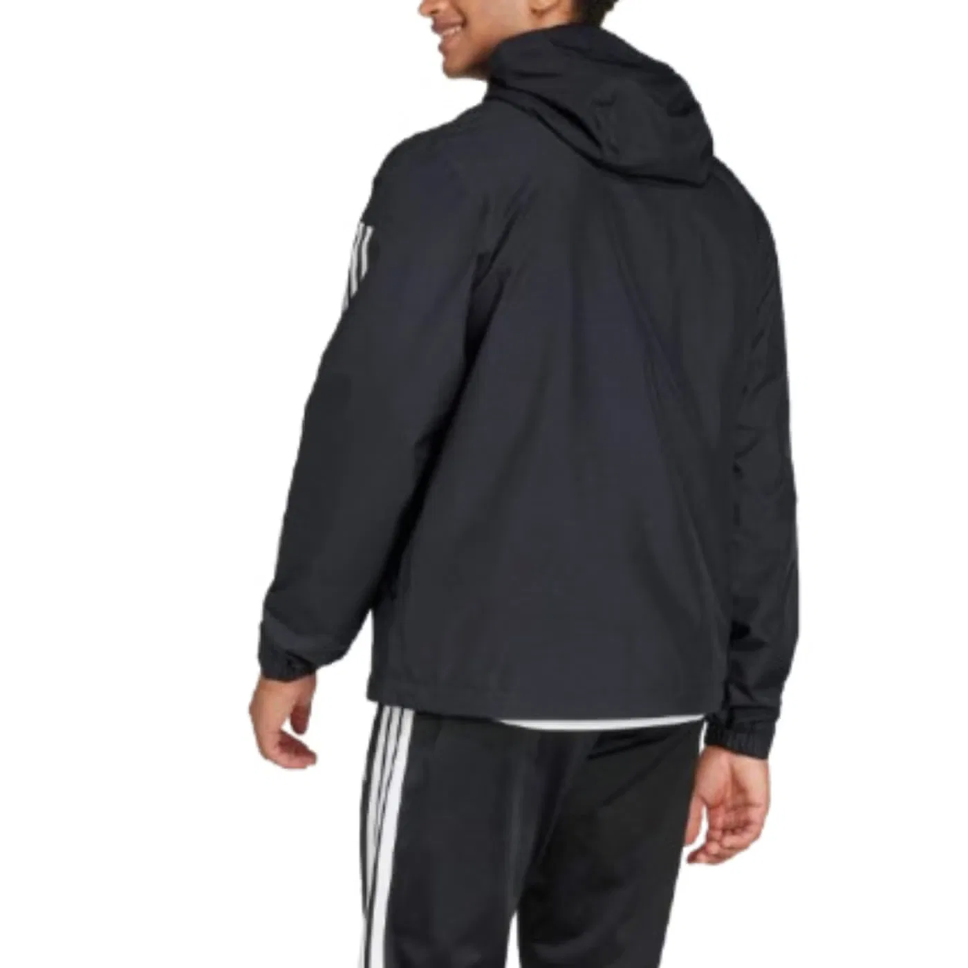 Куртка водоотталкивающая с капюшоном Essentials 3-Stripes Adidas, черный — фото 3