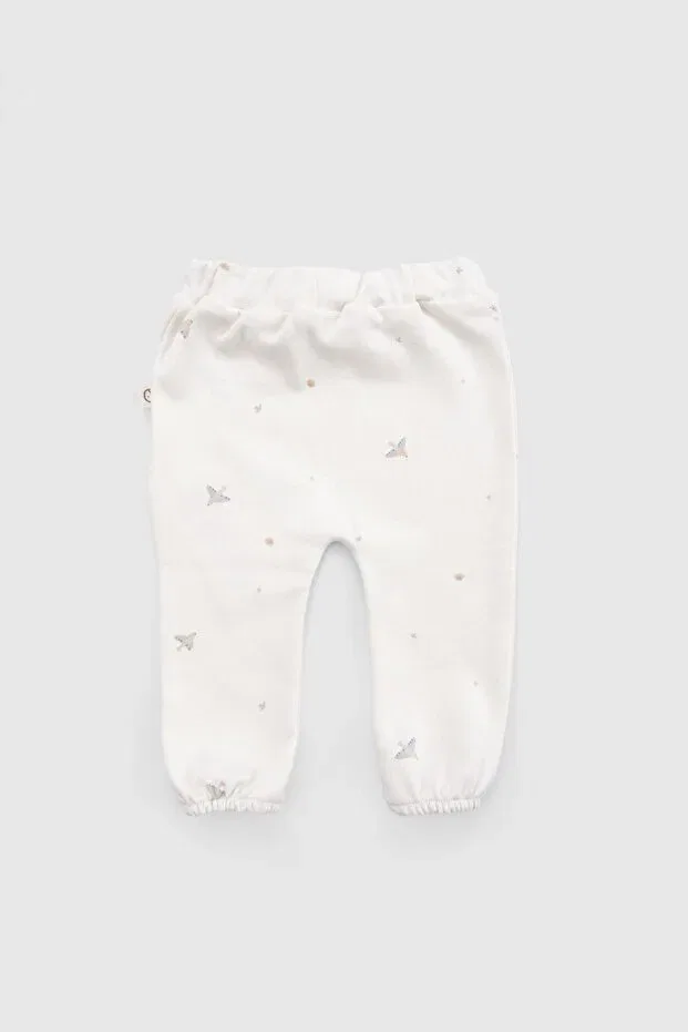 Детские брюки для девочек хлопковые Organic cotton newborn pants Little Gusto, White — фото 3