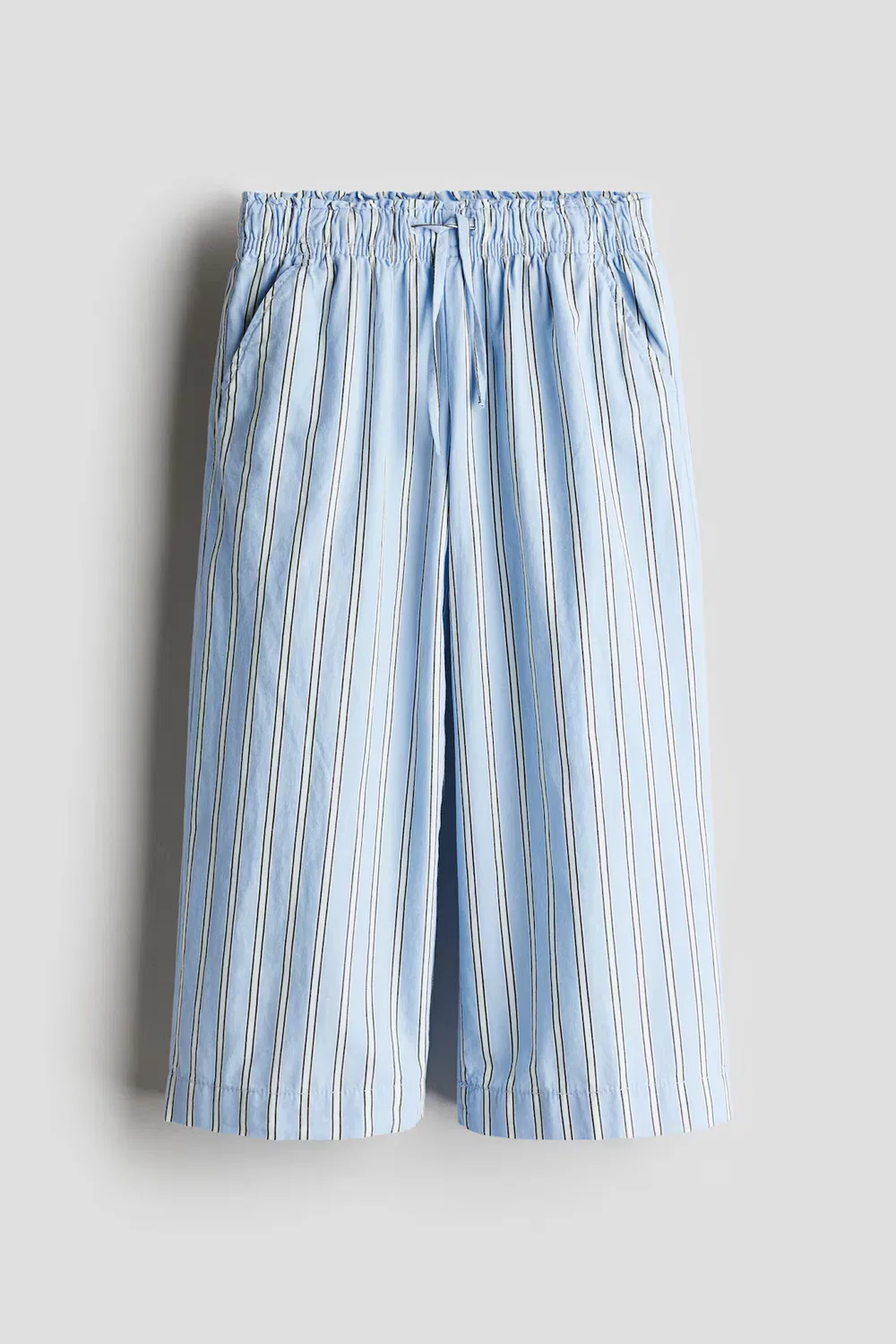 Широкие хлопчатобумажные брюки H&M, Hellblau/Gestreift