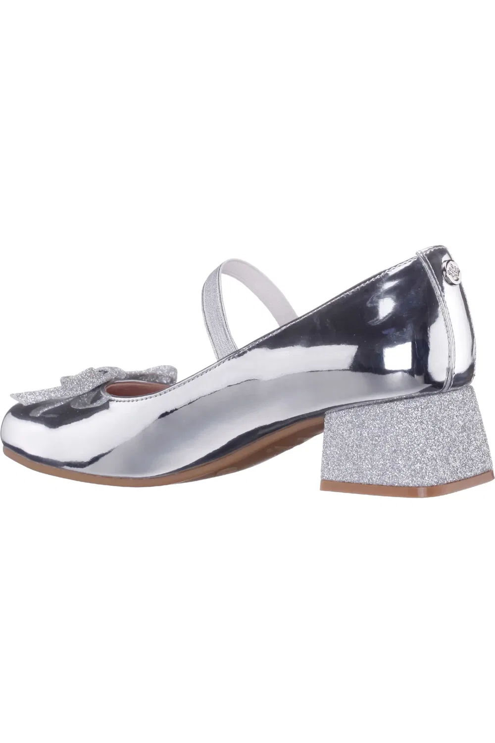 Детские туфли Мэри Джейн с блочным каблуком Bryonna Nina, Silver Metallic — фото 2