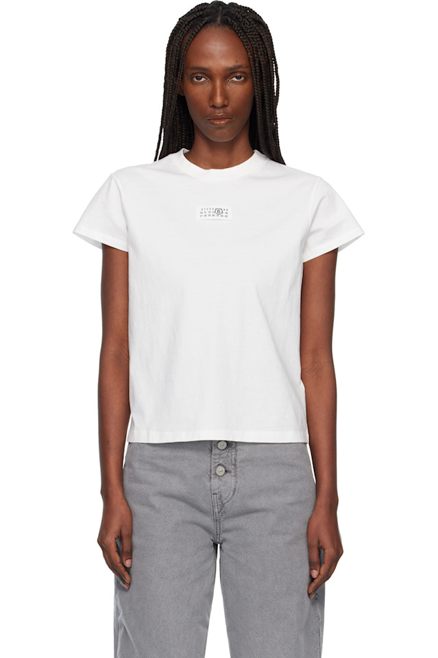 

Цифровая хлопковая футболка Mm6 Maison Margiela, Off-White