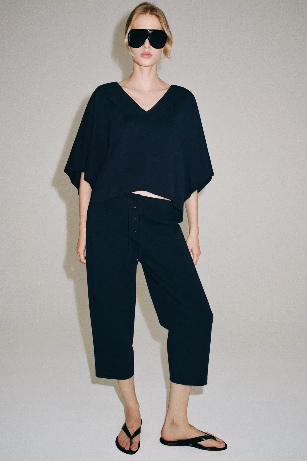 Брюки Interlock Carrot Fit ZARA, Navy blue — фото 3