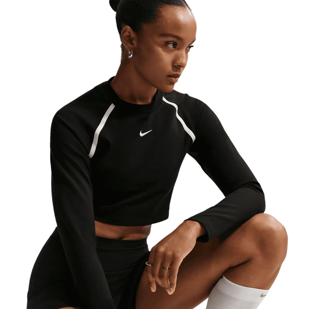 Женская футболка с длинным рукавом NSW Street Body Bold Crop Nike, цвет Black/Chalk — фото 3