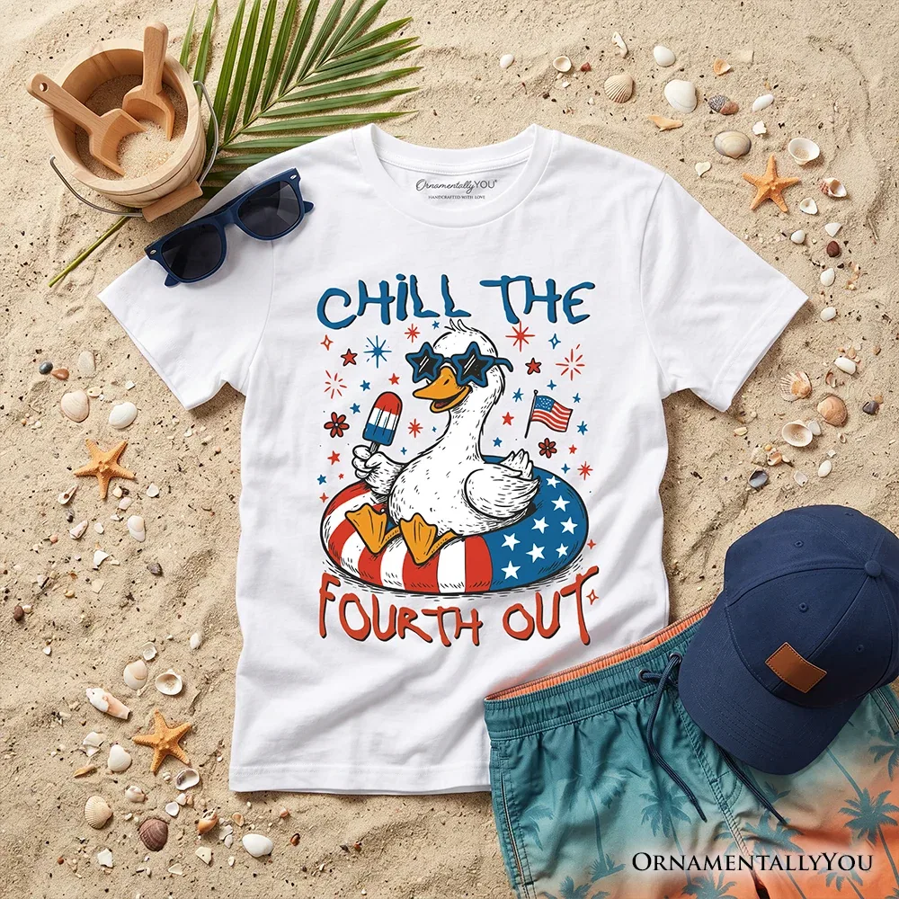 Детская футболка с принтом Chill The Fourth Out Goose OrnamentallyYou, White
