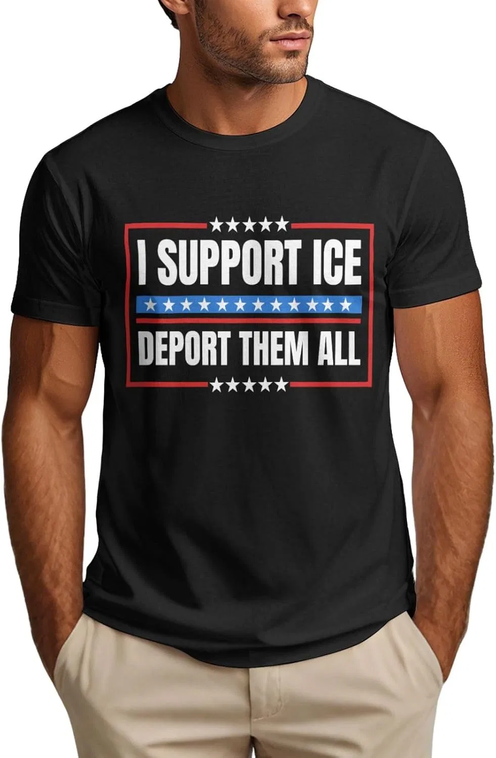 Мужская футболка с принтом I Support Ice Shirt Deport Them All Illegals, Black