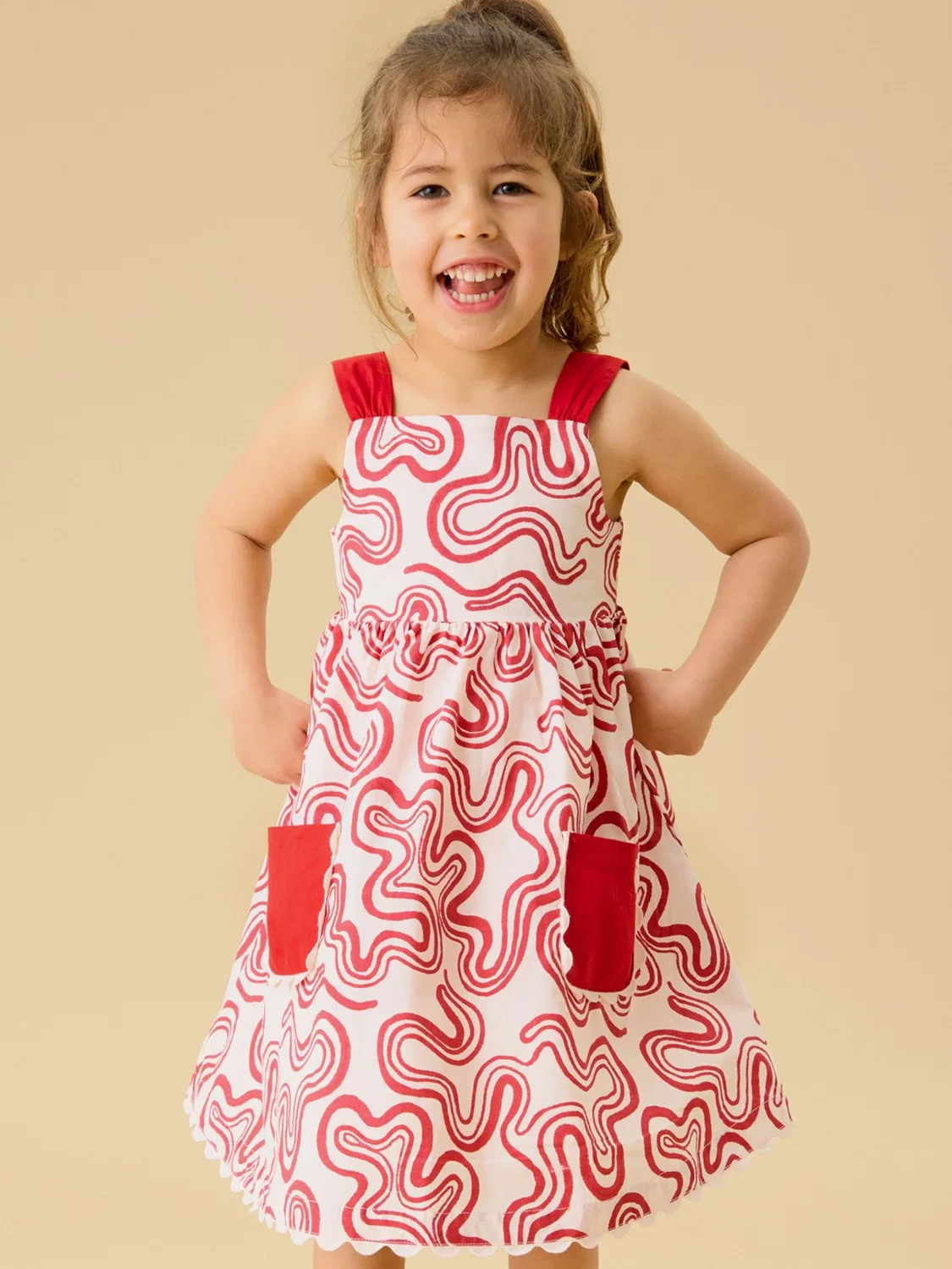 Платье из хлопка KIDLY by MORI Swirl Red Dress, красное
