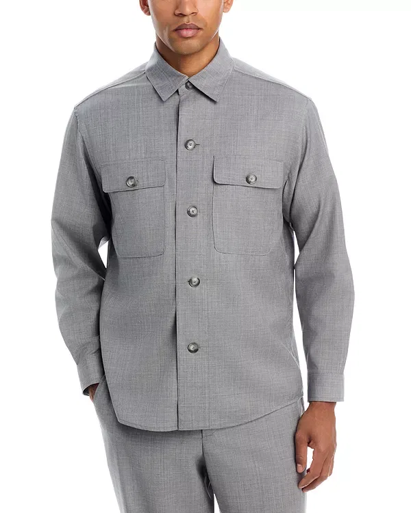 Мужская куртка с накладными карманами P-Carper pocket overshirt Boss, Open Grey — фото 3