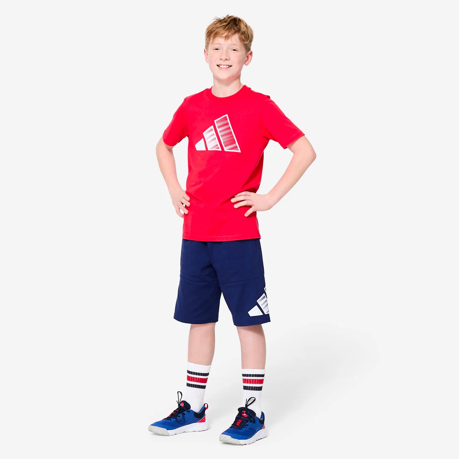 Детские хлопковые шорты Adidas, Navyblau — фото 2