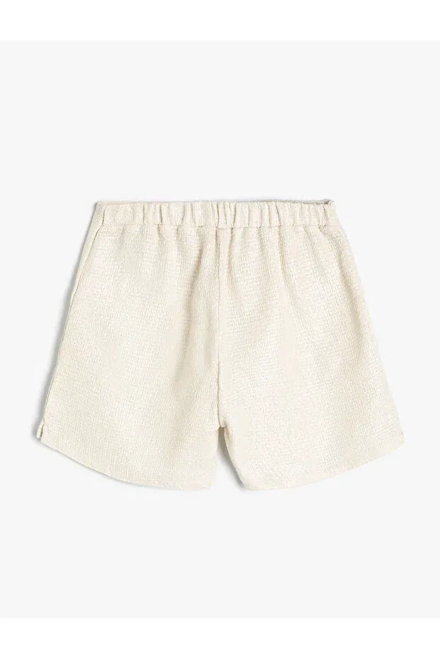 Детские шорты для девочек твидовые Basics Koton, Ecru — фото 2
