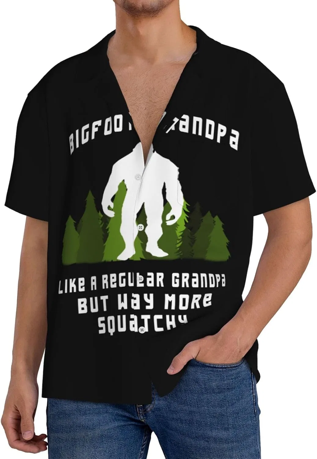 Мужская свободная рубашка с коротким рукавом Bigfoot Sasquatch, Black