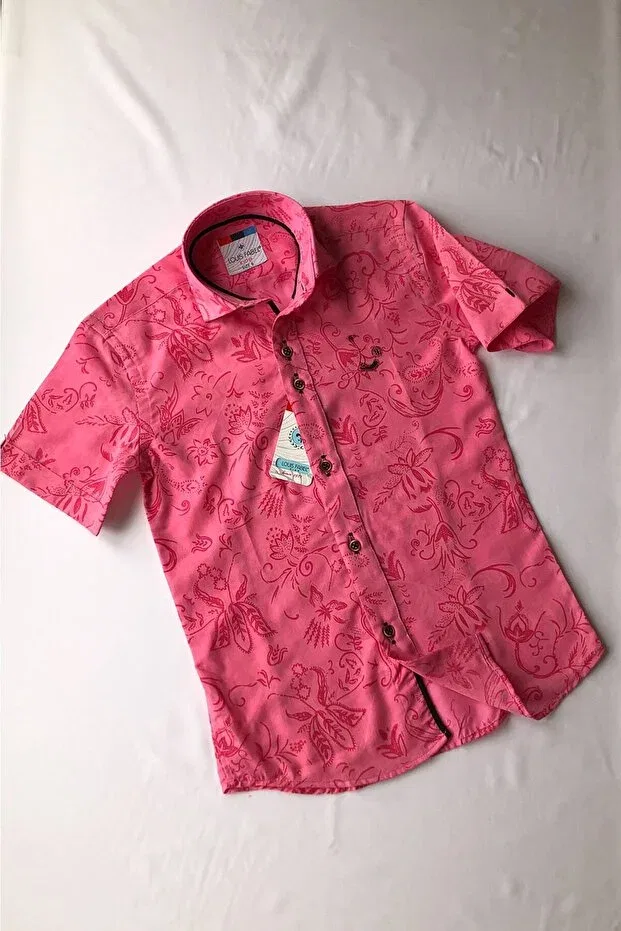 Детская рубашка для мальчиков с вышивкой Louis Kids, Pink — фото 3