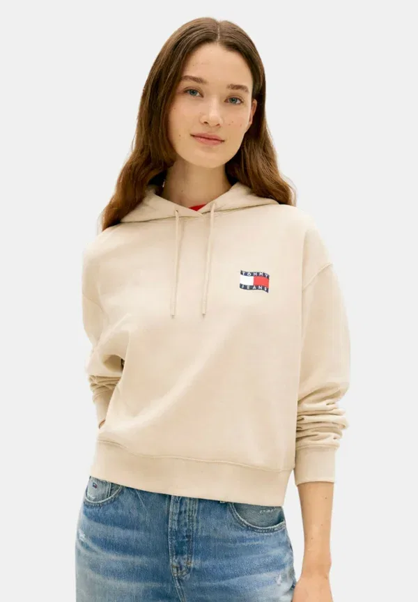 Худи свободного кроя с капюшоном Felpa donna sabbia Tommy Hilfiger, Beige, бежевый — фото 3
