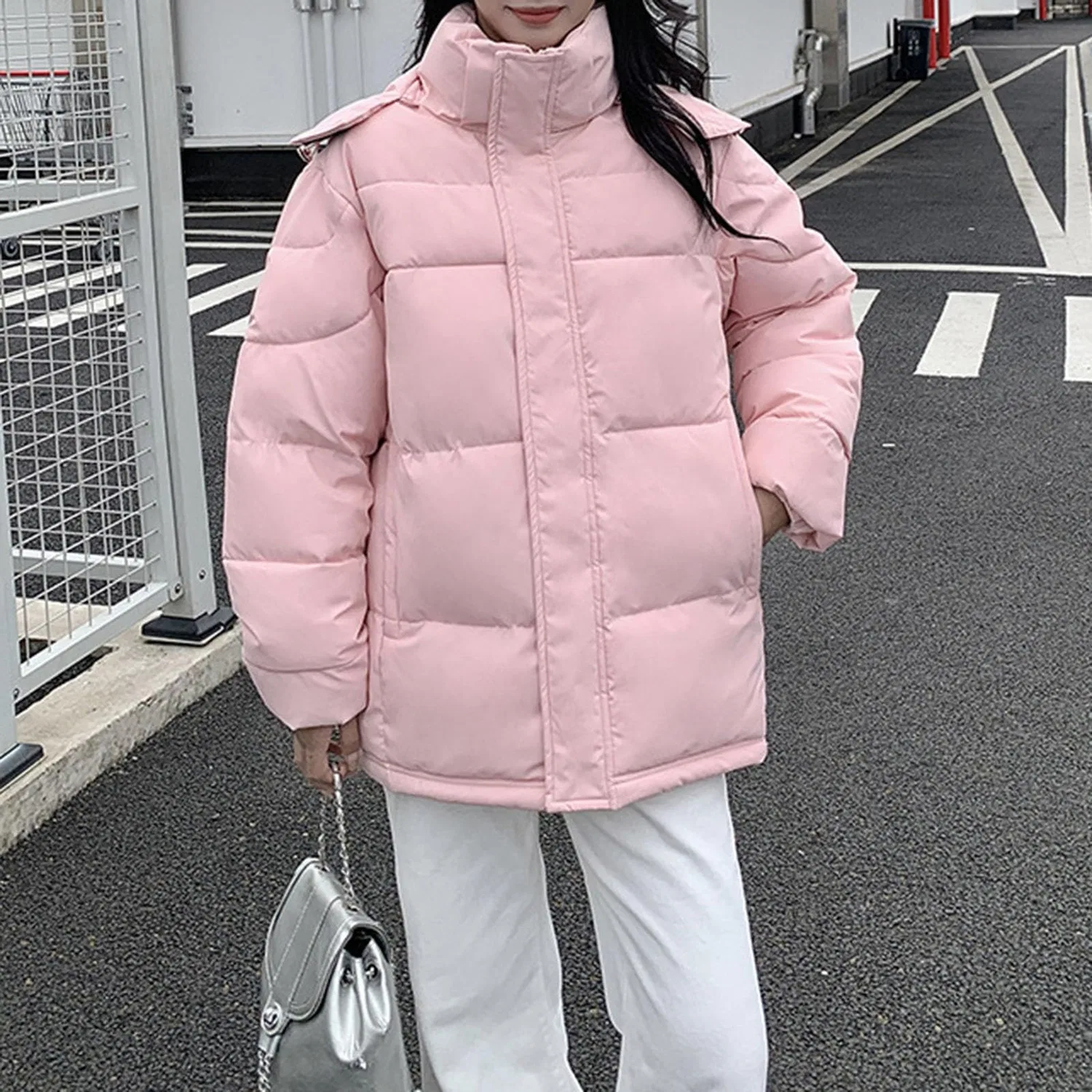 Женское длинное пуховое пальто с капюшоном, Colore: Rosa — фото 4