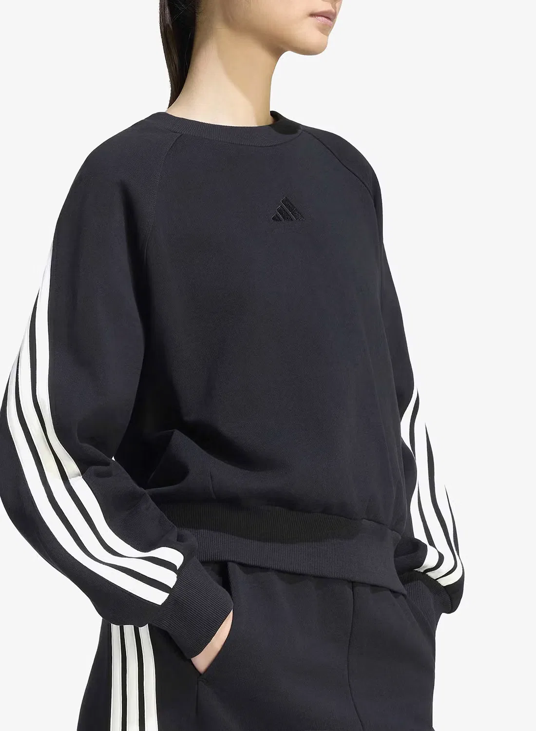 Свитшот свободного кроя 3-Stripes Adidas, черный — фото 4