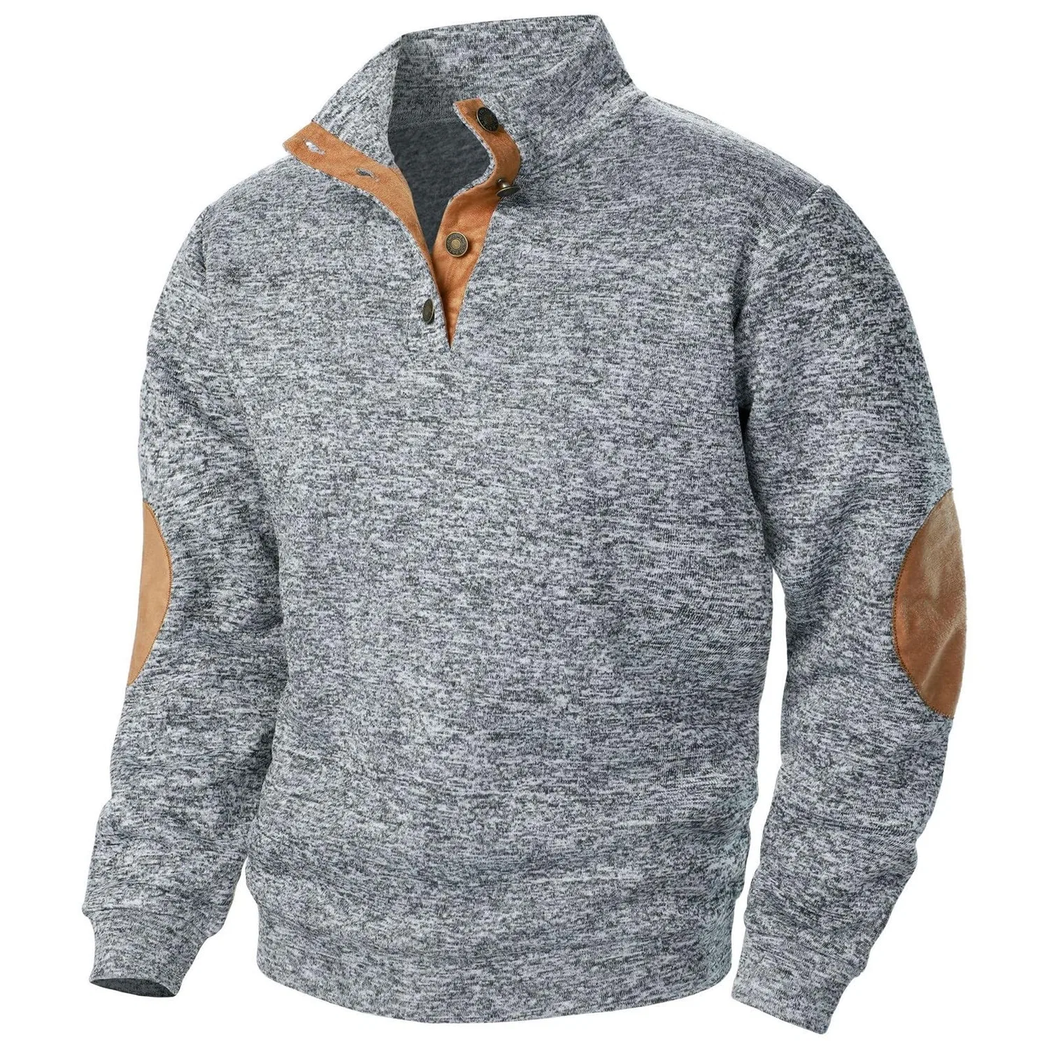Мужской свитер с длинным рукавом и высоким воротом, модель Quarter Zip Pullover, Y1-2-grey