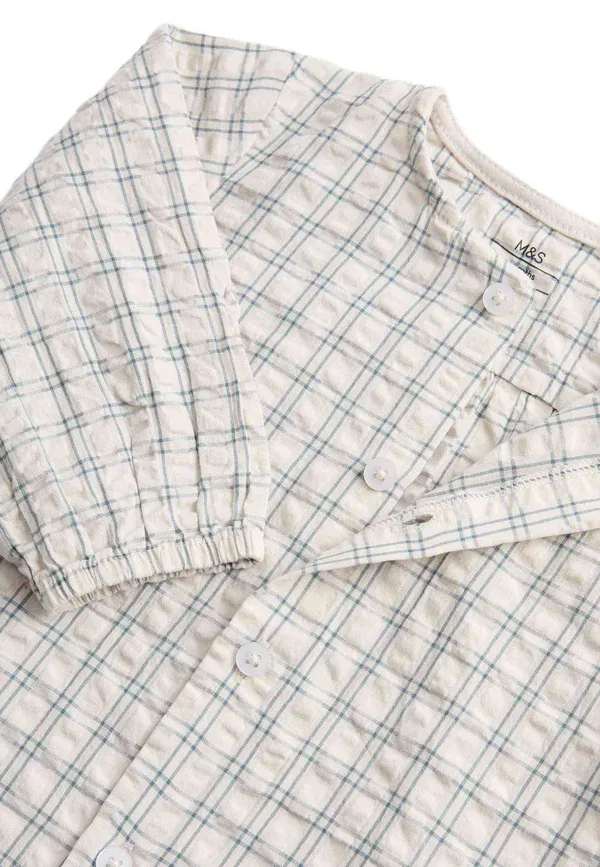 Комплект из шапки и рубашки в клетку Marks & Spencer, Light Natural — фото 2
