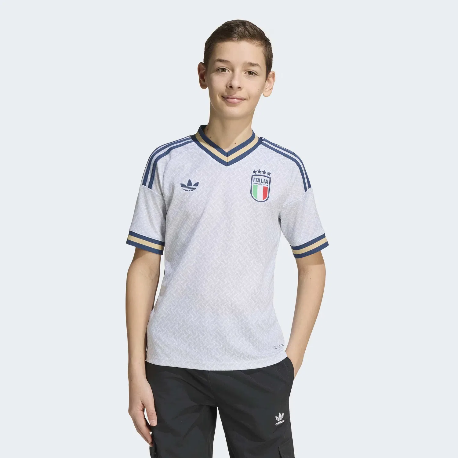 Детская футболка Adidas Performance Shirt Italy 26 Away Kids темно-синего цвета