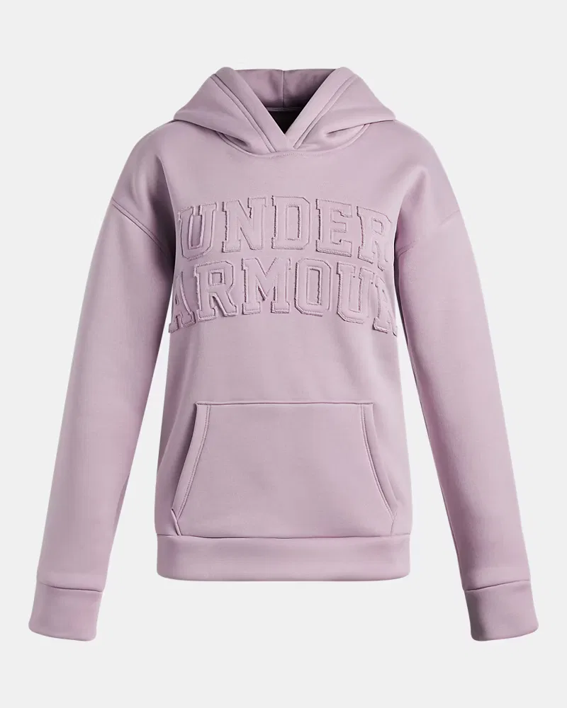 Детское худи с начесом и кенгуру-карманом Armour Fleece UnderArmour, Mauve Pink — фото 4